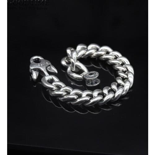 Fashion Men Thai Silver 100% 925 Sterling Silver Bracelet Jewelry Valentines Day Gift 14mm/17mm Width Mens Bracelets For Party