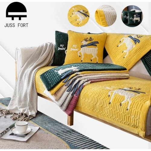 Thick Plush Non-slip Sofa Cover High-end Quilted Furniture Slipcover for Home Living Room Decor Couch Towel Bay Window Cushion