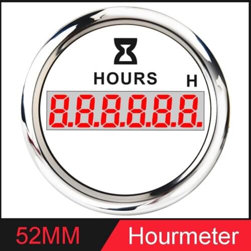 Red Backlight Digital Hour Meters with LCD Hour Meter Clock Gauge 52mm Time Meter For Car Boat Truck Motorcycle
