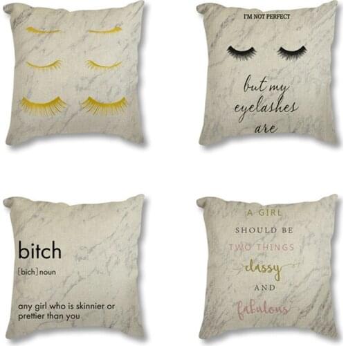 Perfume Eyelashes Marble Painting Decorative Back Cushion 45*45 Throw Pillow Linen Cotton Seat Cushion For Sofa Car Home Decor