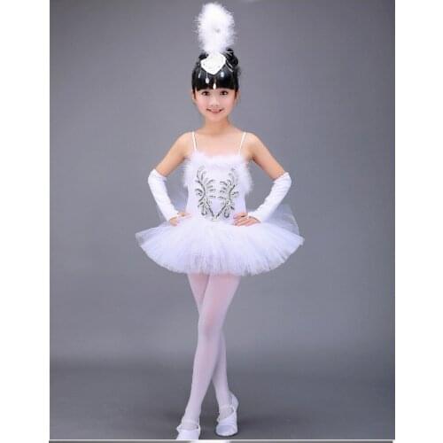 Disfraz de Ballet del lago del cisne blanco para niñas y niños, tutú de malla bailarina para gimnasia, para espectáculo de