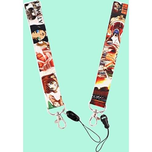 G2078 Anime Printed Keychain Wristlet For Key Chain Lanyard Hanging Strap Key Rings Charms DIY Jewelry Accessory