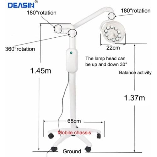 Good Quality 10 LED Dental Floor-Standing Movable Inspection Lamp Surgical Medical Cold Light