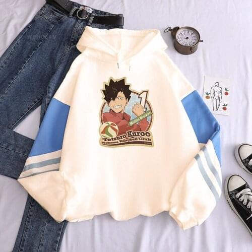 Haikyuu Kuroo Tetsurou Japan Anime Hoodies Men Fashion Manga Nekoma High School Harajuku Hip Hop Women Hooded Sweatshirt Tops