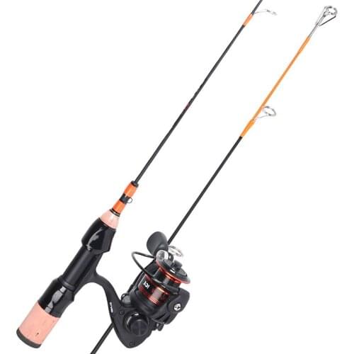 Fishing 52.5cm Carbon Ice Fishing Rod 9 Shaft Ice Fishing Spinning Wheel Portable Ice Fishing Set Raft Fishing Ultralight Rod