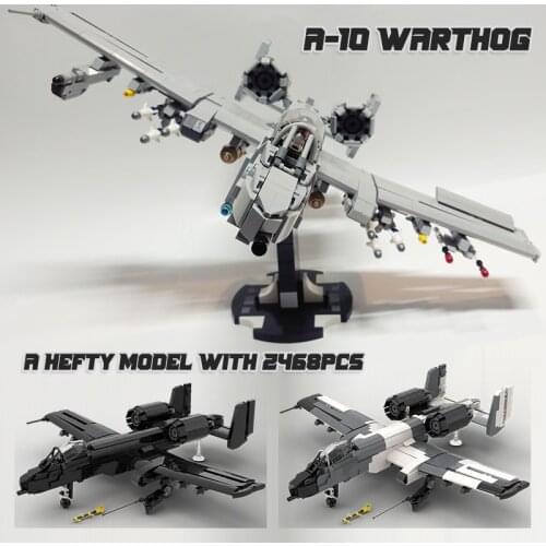2468PCS Fighter A-10 Warthog Aircraft Building Blocks Assemble DIY Educational Airplane Model Bricks MOC Toys Children Boys Gift