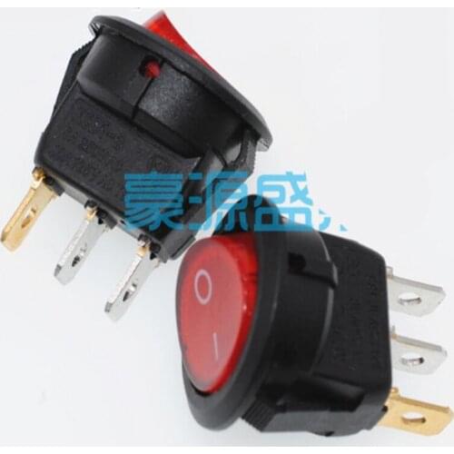 20PCS/Lot Round Rocker Boat Switch 3Pin 3P 2-Positon 6A/250V 20mm Red