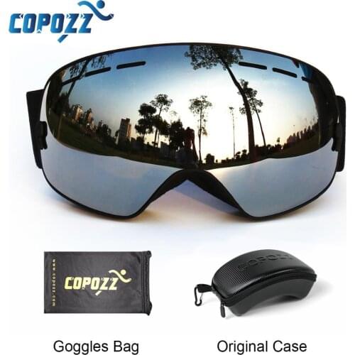 COPOZZ Ski Goggles with Box Case Ski Mask UV400 Anti-fog Snow Goggles Big Spherical Skiing Snowboarding for Women Men