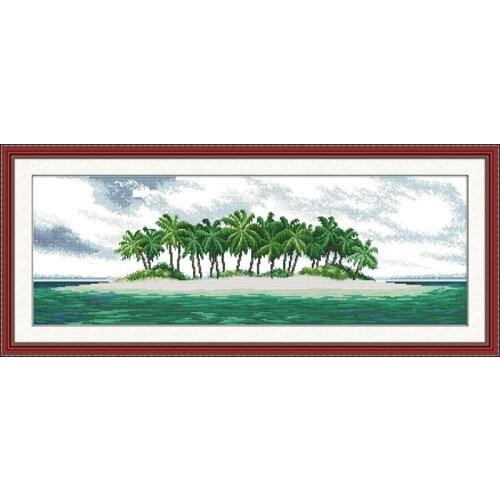 Joy Sunday Beach Scenery DIY Crafts Cross Stitch Kit Printed Pattern 11&14CT DMC On Canvas Chinese Embroidery Set For Decor