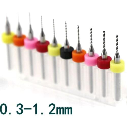 PCB drill tool kit 0.3mm-1.2mm, 10PCS / tungsten carbide metal / woodworking / CNC / circuit board drill bit mini engraving