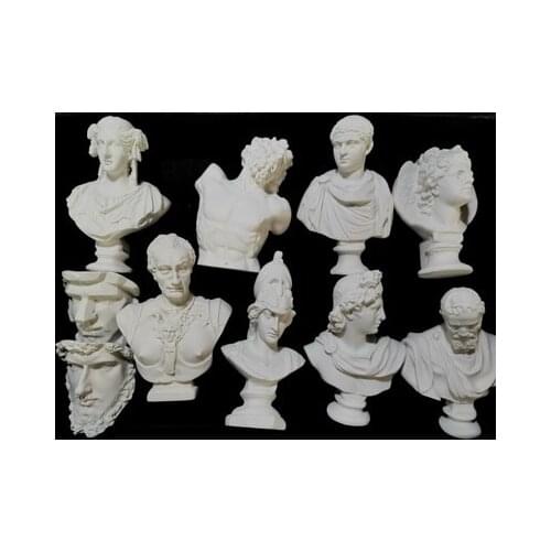 A Set of 10Pcs Resin small plaster statue 5-8cm mini character model decorative art teaching aids painting sketch head portrait