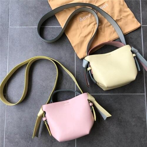 2021 European style new small crowdsourcing womens Bucket Bag acne Series Mini Bag womens messenger bag color splicing handbag