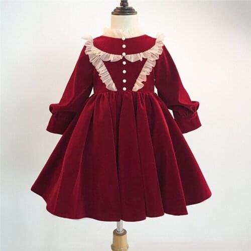 New Burgundy Infant Girl Dress Baptism Dress Baby Girls Party Princess Christening Kids Birthday Outfits