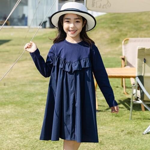 Girls dresses 2021 new childrens clothing summer fashion Kids clothing for teenage girl Long sleeve dress 5 7 8 10 12 years old