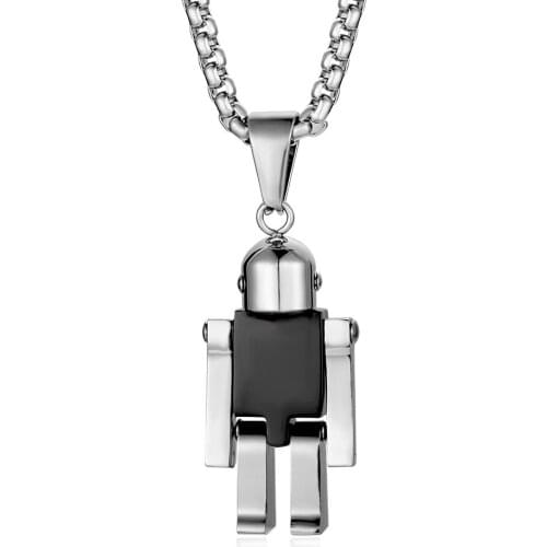 BOEYCJR Movable Robot Necklace&Pendant Fashion Jewelry Novelty Personality HipHop Punk Necklace For Men or Women