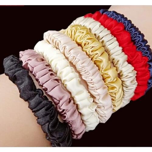 New women 16mm pure silk hair scrunchies cute gum 1cm width rubber basic Hair Tie Ponytail Holder