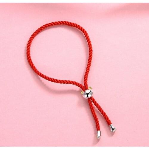 Lovely cat sterling silver couple bracelet a pair of Korean students' birthday red rope cat claw simple Valentines Day gift