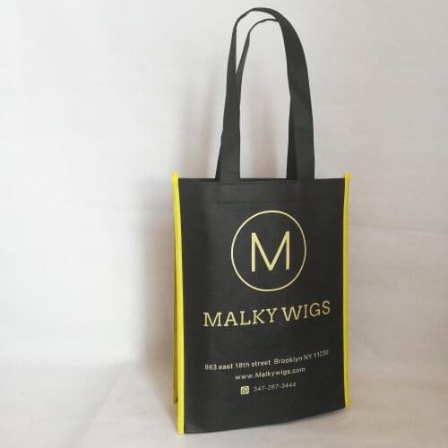 500pcs/lot 32x24x8cm Black Reusable Non-woven Shopping Bags Printed Logo Gold for Gifts and Hair Packaging Wholesales Tote Bags