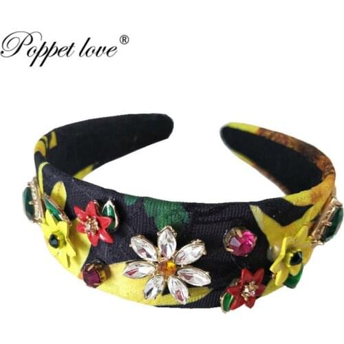 Vintage Headband Baroque Crystal Crown 2017 Yellow Color Imitation Pearl Crowns Hairband Wedding Hair Jewelry Bridal Accessories