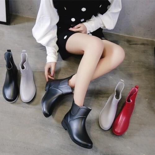 Womens Rain Boot 2021 Spring Autumn Solid Color Women Waterproof Shoes Ankle Boots Ladies Non-Slip Boots Women Rain Boot Shoesf