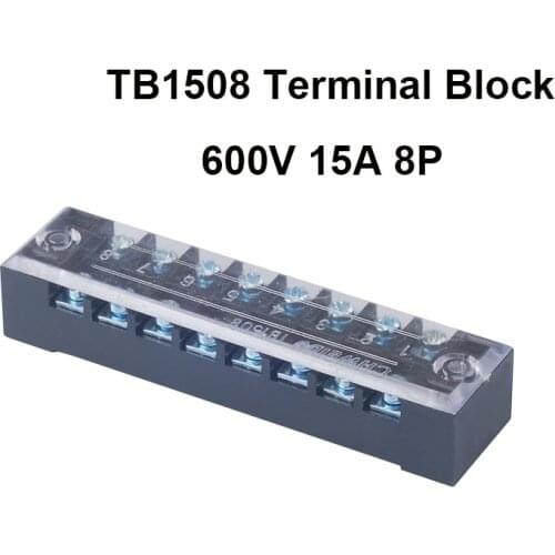 TB1508 2pcs Dual Row Screw Terminal Block Strip 8P 15A /600V Electrical Wire Connector Terminal Fast Crimp TB 25A 45A Terminals