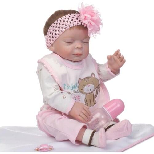 20" Full silicone reborn babies dolls baby reborn 50cm vinyl newborn sleeping lol doll children Birthday cute Present Bathe Toy