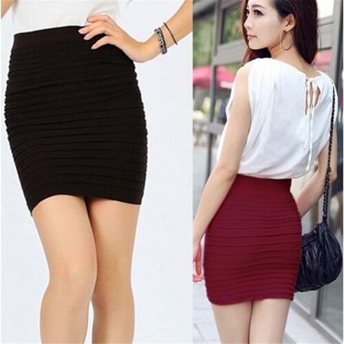 2021 Summer Women Skirt High Waist Knitting Pleated Skirt Candy Color Plus size Elastic Knitted Mini Skirts Sexy Short Skirt