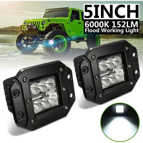 5Inch 18W LED WORK LIGHT FLOOD BUMPER FLUSH MOUNT TRUCK OFFROAD 4WD DRIVING