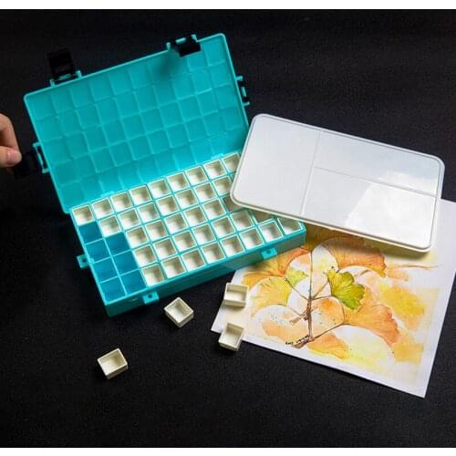 50 Grids Watercolor Moisturizing Painting Palette Leakproof Paint Palette Storage Box Stationery Drawing Supplies