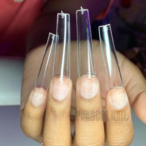 500pcs XXL Coffin Nail Tips No C Curve Straight Square Half Cover Long False Nails Acrylic Tool