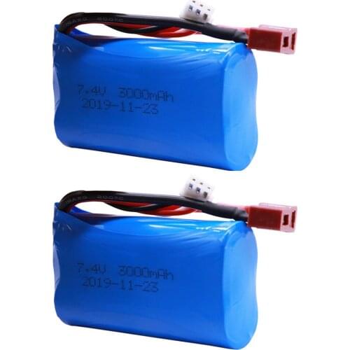 Battery for Q46 Wltoys 10428 /12428/12423 RC Car Spare Accessories 7.4V 3000mAh 2S 18650 T Plug high capacity toy battery 1-3PCS