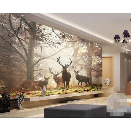 Beibehang Customized large mural wallpaper retro nostalgic forest deer mural TV background wall papel de pared 3d wallpaper
