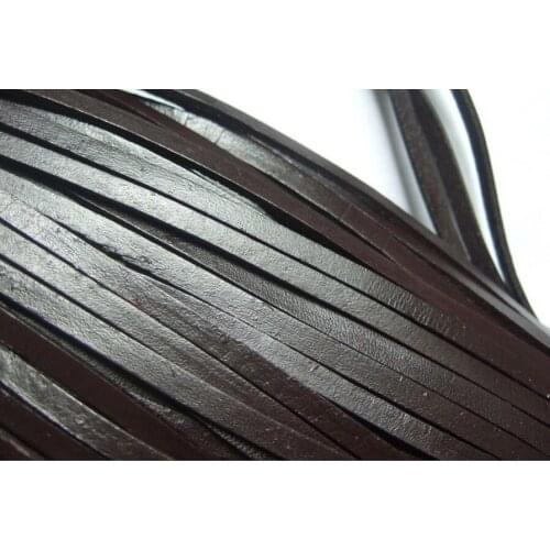 Free Ship 100 Meters 4mm x 2mm Bracelet leather cord,Black/Brown Flat genuine leather cord,Real leather cord