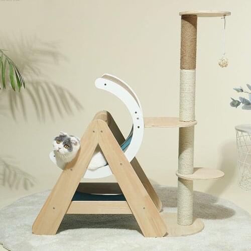 Solid Wood Cat Climbing Stable Triangle Without Shaking Grinding Claw And Rest Multi-function Cat latform Simple Installation