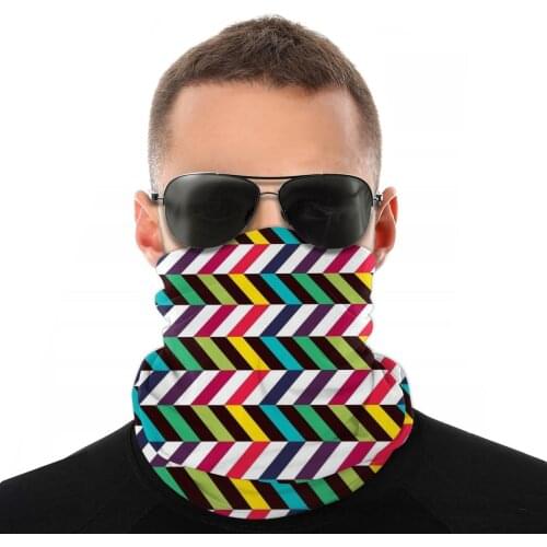 Colorful Zigzag Scarf Neck Face Mask Unisex Fashion Tube Mask Neck Bandanas Polyester Headband Cycling Climbing