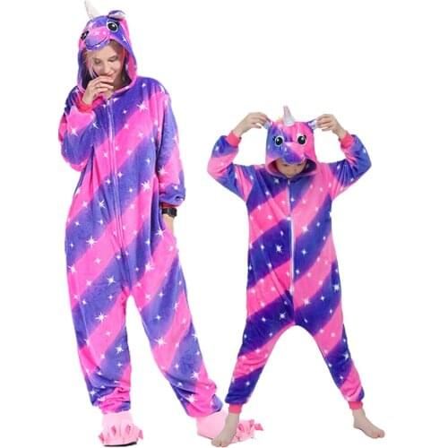 Childrens Pajamas for Boys Girls Unicorn Pajamas Flannel Kids Stitch Pijamas Set Animal Sleepwear Winter Onesies