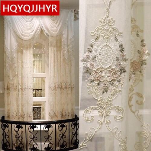 European luxury villas elegantly decorated with tulle for living room windows with high quality Voile Curtain for bedroom hotel