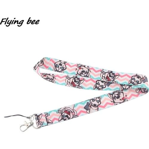 Flyingbee Funky Dog Husky Creative Lanyard Badge ID Lanyards Mobile Phone Rope Key Lanyard Neck Straps Accessories X1324
