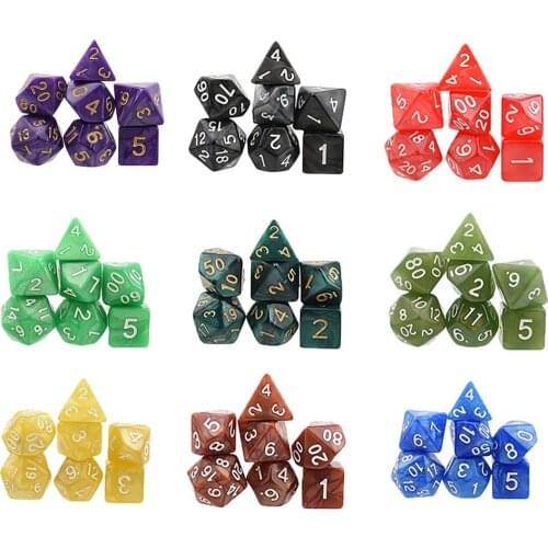7pcs/set Games Gaming Dices Multi-sided Dices Desktop Game Accessories Multi Faceted Acrylic Dice Suit