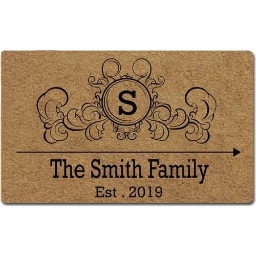 Custom Family Name Personalized Doormat Monogrammed Letter Door Mat Rubber Non-Slip Entrance Rug Floor Mat Funny Home Decor Indo