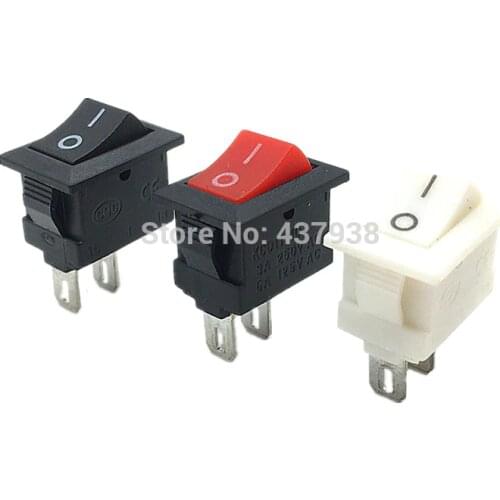 10pcs Push Button Switch 10x15mm SPST 2 Pin 2 Position 3A 250V KCD11 On/Off Boat Rocker Switch 10MM*15MM Black Red White