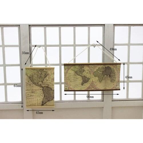 Mini World Map Simulation Furniture Model Toys for 1/12 Dollhouse Miniature Accessories Doll House Decoration