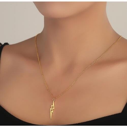 Minimalist Hip Pop Razer Blade Flash Geometry Pendant Necklace Simple Lightning Unisex Jewelry