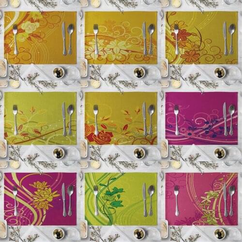 Fashion Print Rectangle Cotton Linen Western Style Table Pad Cut Mats Placemat for Dinner Kitchen Table 40x30cm