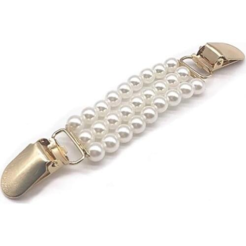 2021 New Fashion Creative Womens Imitation Pearl Cardigan Collar Holder Dress Shawl Pin Sweater Scarf Collar Clip Sweater Clip