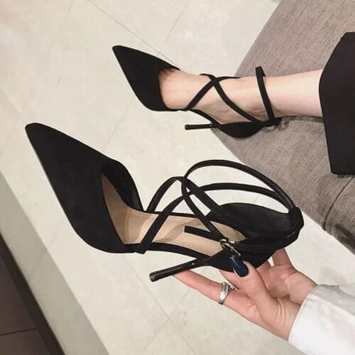 NAUSK 2021 NEW Women Fashion Black High Quality Buckle Strap Stiletto Heels for Office Ladies Classic Office Heels Party Shoes