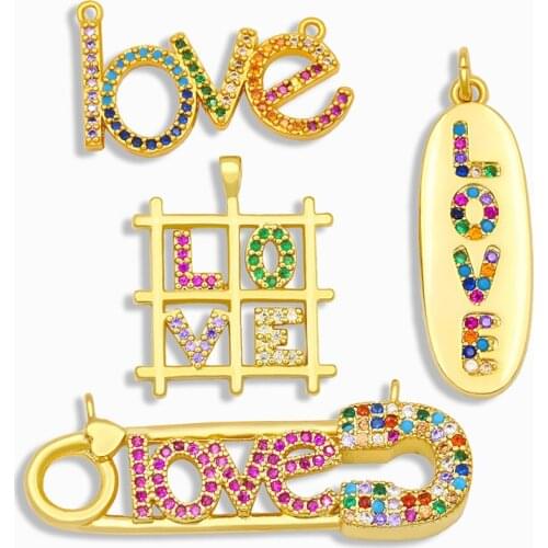 OCESRIO DIY Rainbow Love Pandent Small Oval Love Sun Pendant Supplies For Handmade Jewelry Making Accessories pdta117