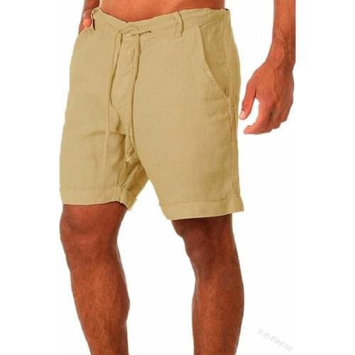 Solid Color Linen Trousers Fitness Streetwear S-4Xl 2021New Mens Cotton Linen Shorts Pants Male Summer Breathable