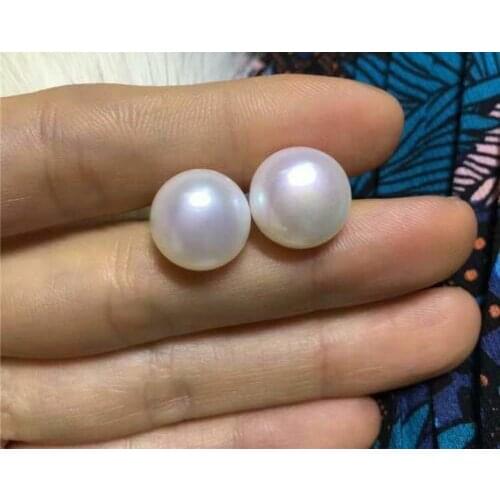 Pair Akoya 10-11mm Bread White Loose Pearls Half Drilled
