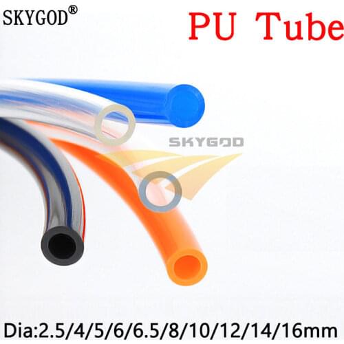 High Pressure PU Tube 2.5 4 5 6 6.5 8 10 12 14 16 mm Diameter Pneumatic Parts Flexible Hose Water Air Gas Compressor Soft Pipe